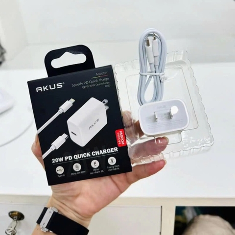 Bộ sạc nhanh PD20W cho dòng máy iPhone từ 8-12prm Akus