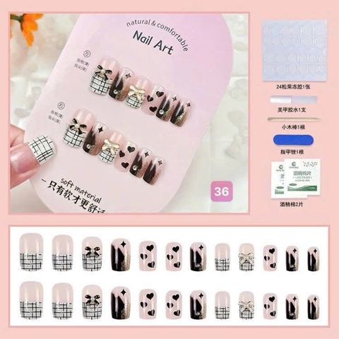 Set 24 móng đính đá kiểu keo