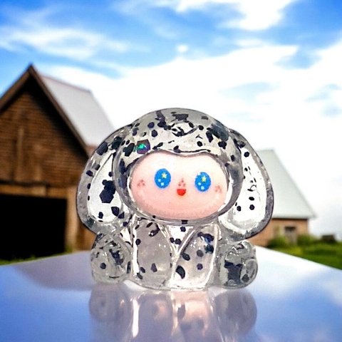 Charm kim tuyến Cún đốm trong suốt dễ thương 3x4cm