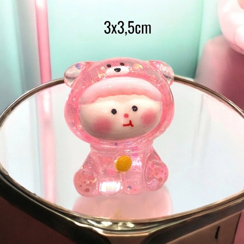 Charm kim tuyến Cún ngồi phát sáng trong suốt dễ thương 3x3,5cm