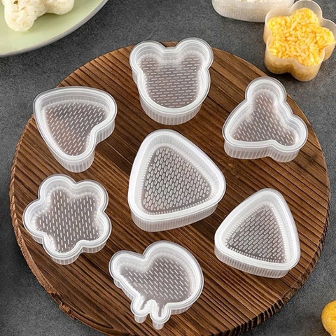 S3T Sét 7 khuôn nhựa mini làm cơm nắm kèm muỗng nhựa