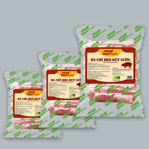 Ba chỉ heo rút sườn nhập khẩu đông lạnh Green Cattle (túi 1kg - 3kg - 5kg)