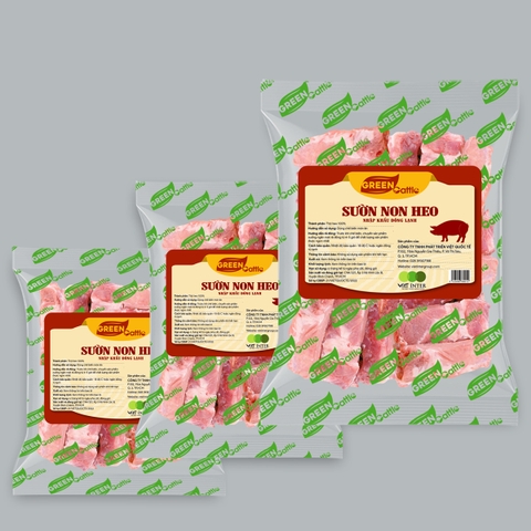 Sườn non heo nhập khẩu đông lạnh Green Cattle (túi 1kg - 3kg - 5kg)