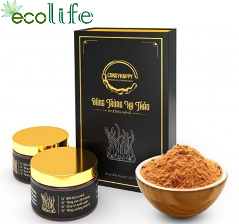 Bột Đông trùng Hạ thảo nguyên chất CordyHappy – Hộp 20 gram (gồm 2 lọ, mỗi lọ 10g bột đông trùng hạ thảo mịn)