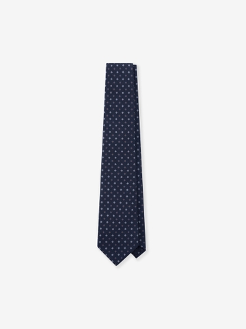 Dark Navy Micro Clover Wool Tie
