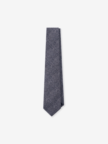 Grey/Navy Harringbone Wool Tie
