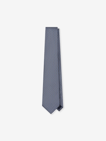 Grey/Sky Blue Geometric Jacquard Silk Tie