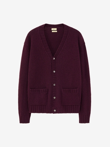 Plum Boucle Wool Student Cardigan