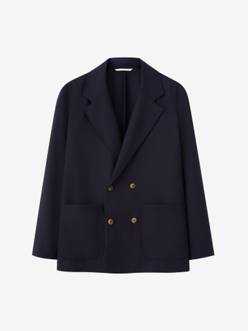 Navy Wool Double Breasted Jacket