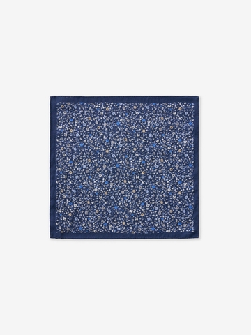 Navy Floral Garden Wool Pocket Square