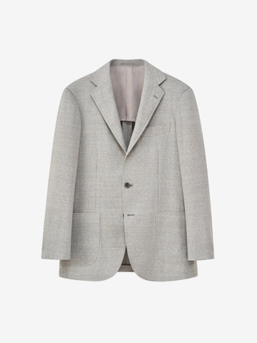 Fog Grey Herringbone Wool/Linen Sport Jacket  09C