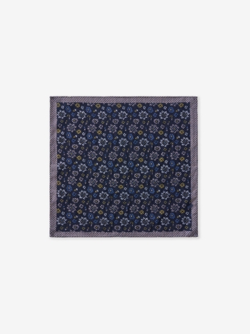 Dark Navy Blooming Garden Wool Pocket Square