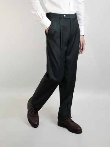 Two Pleat Trousers in Forest Green 03FG