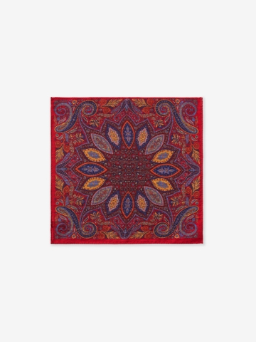 Candy Red Paisley Wool Pocket Square