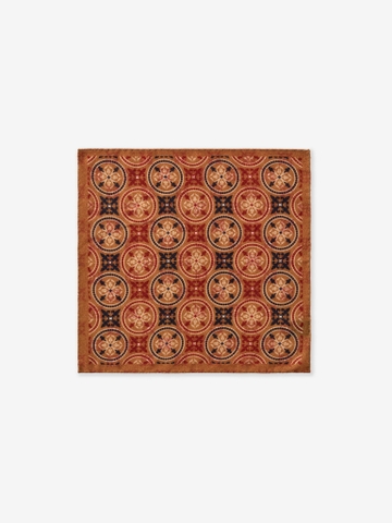 Camel Geometric Tapestry Wool Pocket Square