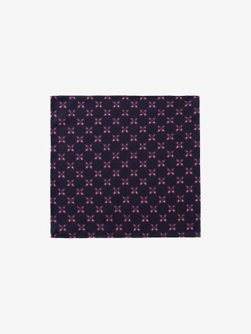 Dark Navy/Red Shuriken Wool Pocket Square