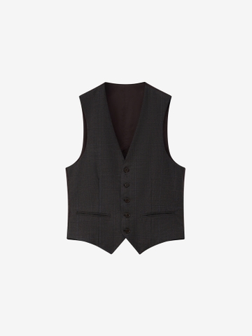Simone Walnut Glencheck Vest in Loro Piana Australis Soft Touch 04B