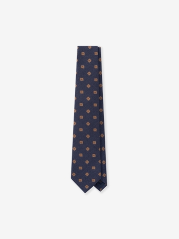 Navy Jumbled Tile Wool Tie