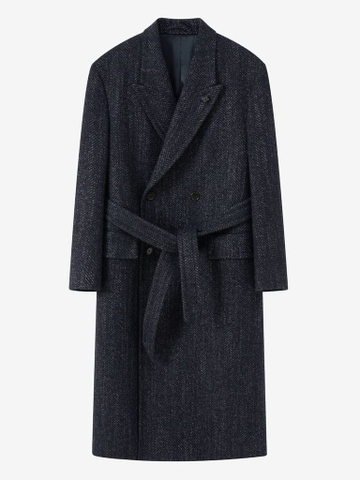 Navy Wide Herringbone Coat