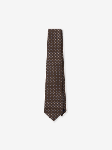 Chocolate Brown Floral Motif Wool Tie