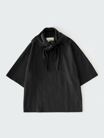 Cary Woven Scarf T-shirt in Black