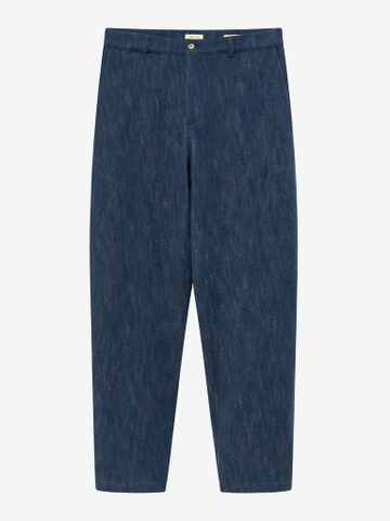 Denim Blue Cotton & Wool Balloon Trousers