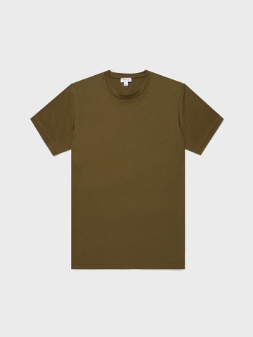Riviera Crew Neck T-Shirt in Olive Green