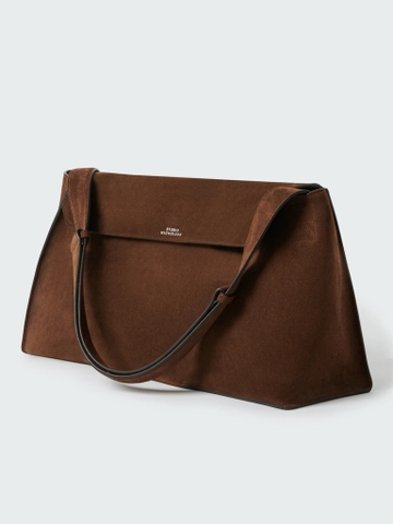 Cocoa Vesuvio Suede Shiboru Bag