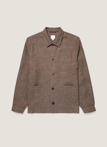 Dark Cedar Cotton Linen Twill Twin Pocket Jacket