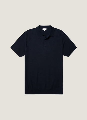 Fine Texture Polo Shirt in Navy