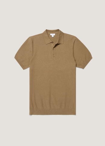 Fine Texture Polo Shirt in Dark Stone