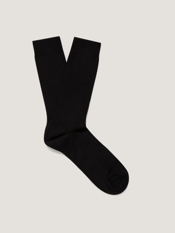 Cotton Ribbed Socks in Black