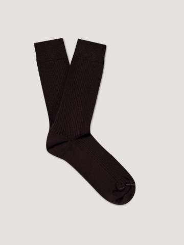 Cotton Ribbed Socks in Truffle