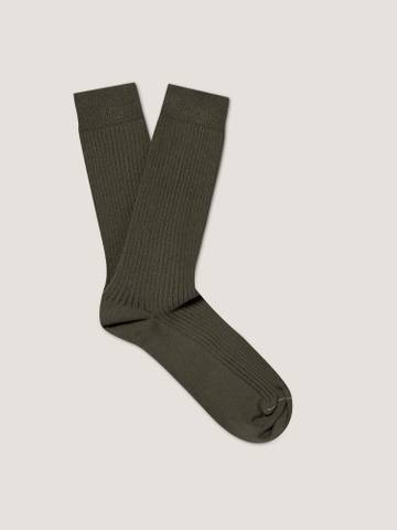 Cotton Ribbed Socks in Khaki