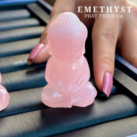 Phật Thich Ca - đá Thạch anh Hồng