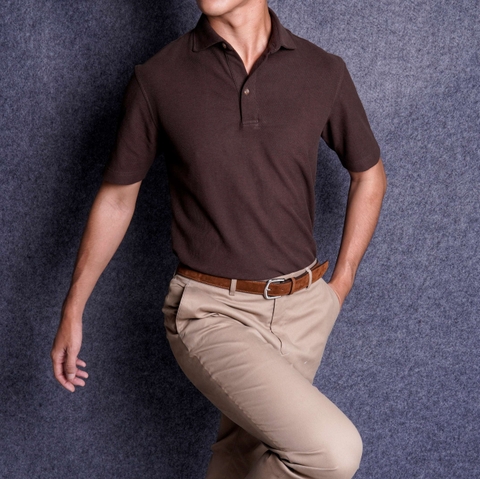 Dark Brown Regular Fit Cotton Polo