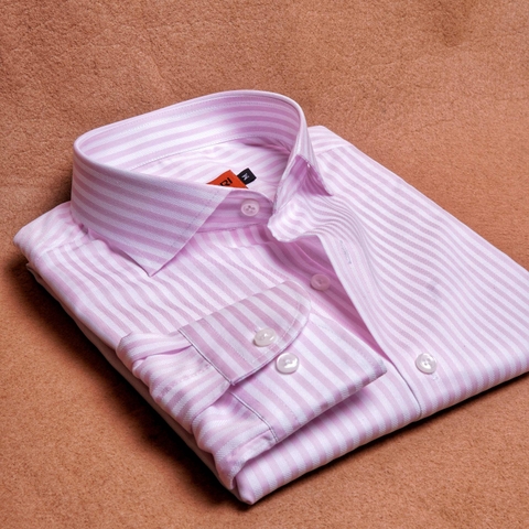 Pink White Stripes Cotton Shirt