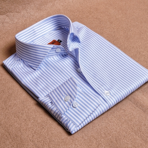 Azure Blue Stripe Cotton Shirt