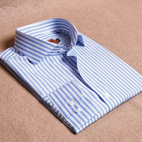 Blue Green Stripe Cotton Shirt