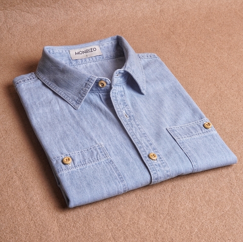 Blue Denim Soft Cotton Short Sleeve Shirt