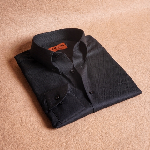 Dobby Black Button Down Cotton Shirt