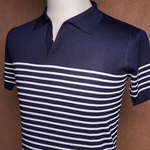 Navy Nautical Stripe Polo