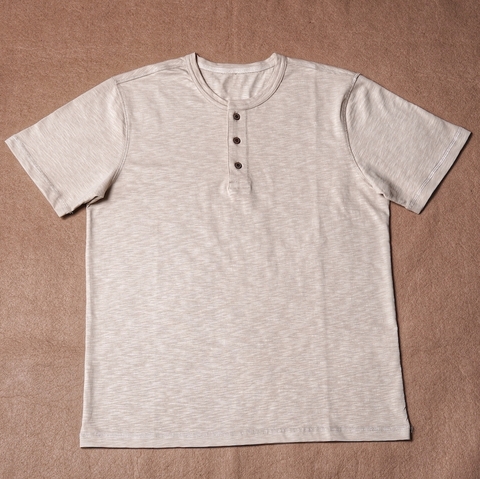 Henley Ivory White Linen Cotton Tee