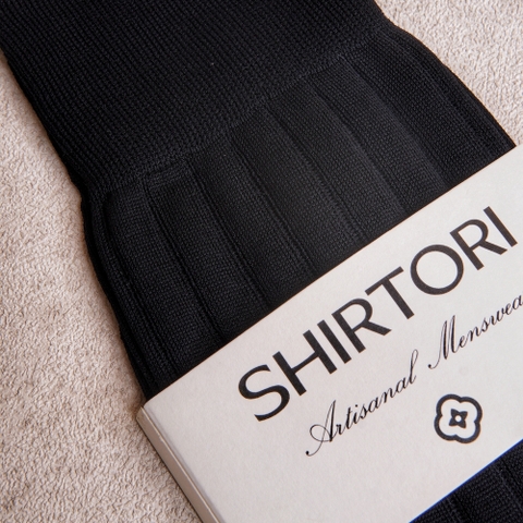 Carpi Black Mid Calf 240needls Cotton Socks