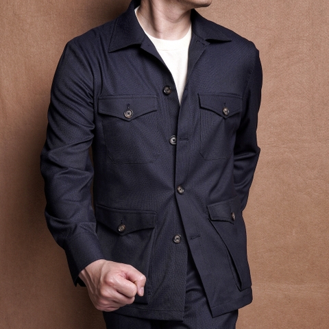 Navy Birdeye Techwool Safari Jacket