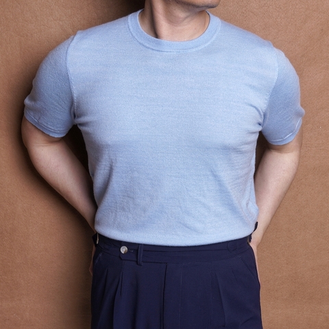 Pastel Blue Cotton Knit Tee