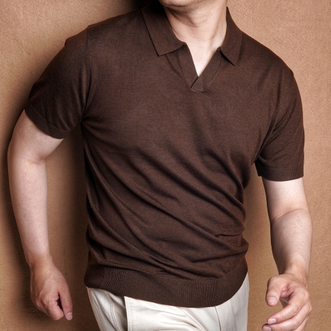 Firenze Coffee Brown Knit Polo