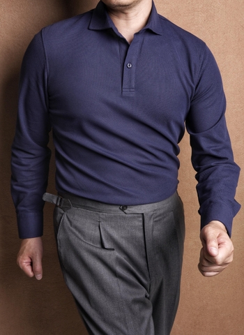 Navy Long Sleeve Polo