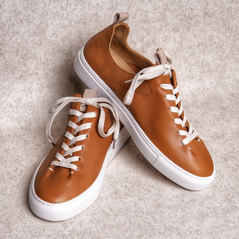 Tuscan Brown Wholecut Leather Sneakers