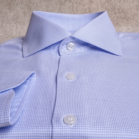 Light Blue Micro Waffle Cotton Shirt